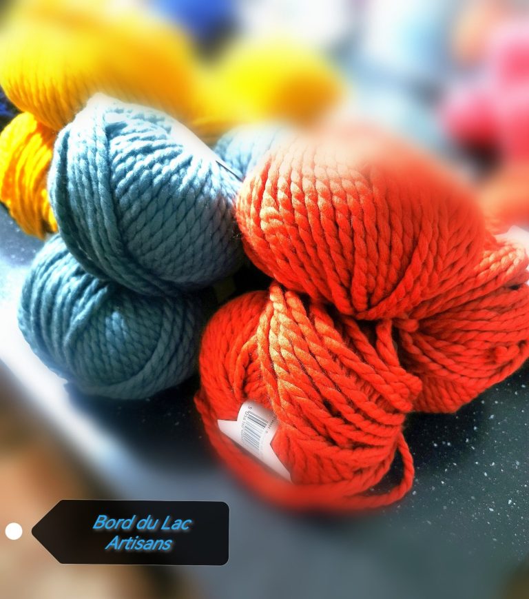 hand-spun-wool-yarn Colourful skeins of hand-spun yarn from the Adventures in Wool range at Bord Du Lac Artisans.
